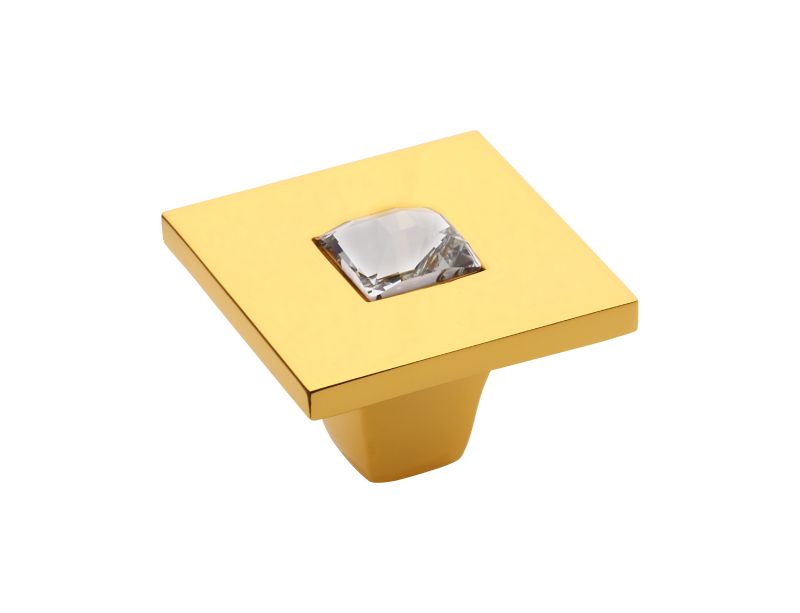 Komodová knopka Tria 50x50mm, 10x10 Swarovski s poťahom 24k zlata