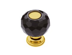Komodová knopka Bebek s čiernym kryštálom priemer 30mm s poťahom 24k zlata