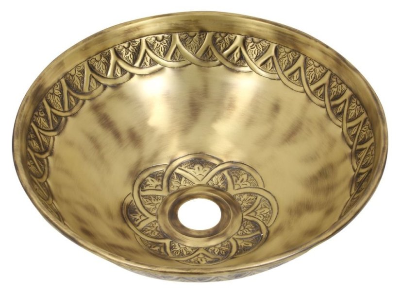 Umyvadlo celomosazné volně stojící Blossom patinovaná mosaz