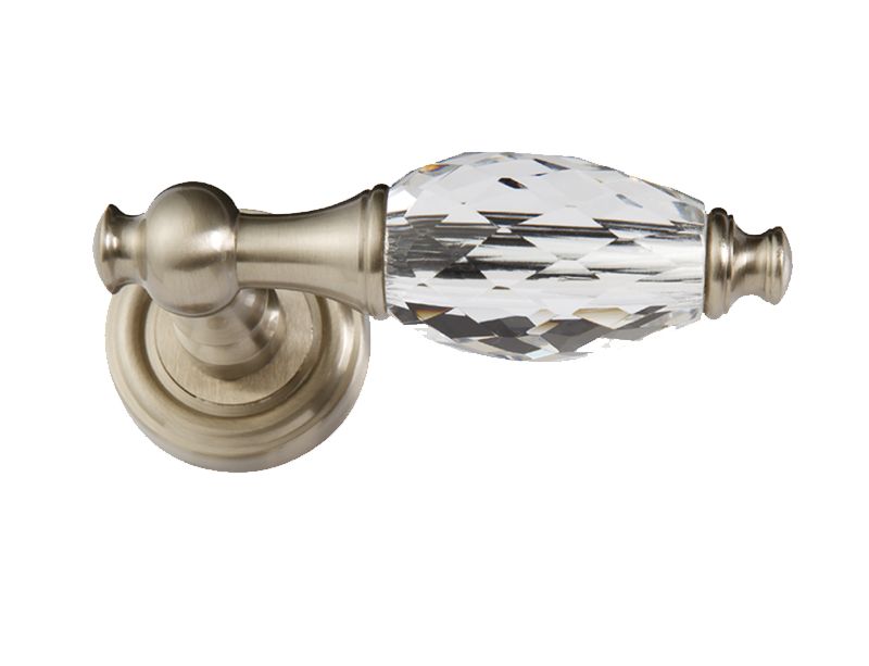 Dveřní klika Bebek s čirým krystalem, bez krystalů v rozetě s potahem 24k zlata