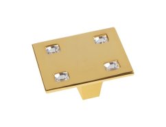 Komodová knopka Tria 50x50mm, 10x10 Swarovski s poťahom 24k zlata