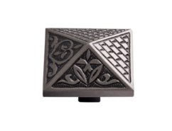 Nábytková knopka Prizma 40x40mm s reliéfem - "antické stříbro"