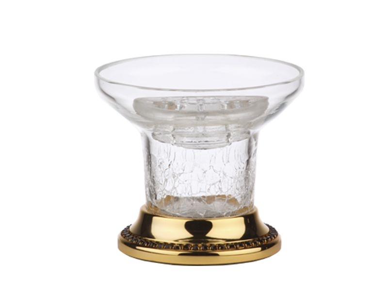 Miska na mýdlo Mimoza volně stojící s černými krystaly a s potahem 24k zlata