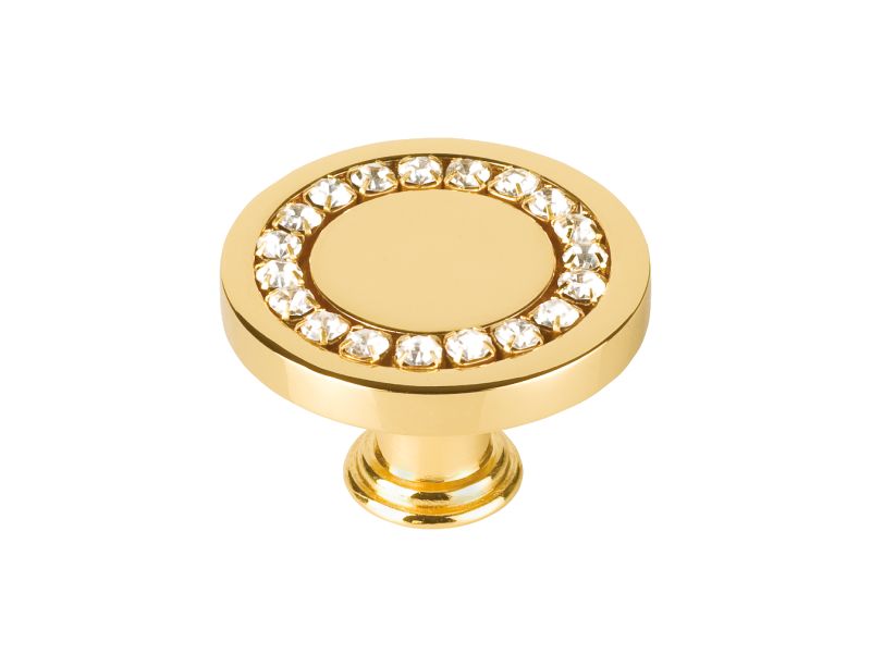 Nábytková knopka Dore Swarovski priemer 30mm s poťahom 24k zlata