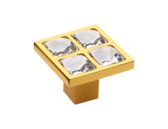 Komodová knopka Tria 24x24mm, 10x10 Swarovskis poťahom 24k zlata