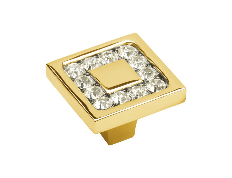 Nábytková knopka Almara 30x30 mm s poťahom 24k zlata