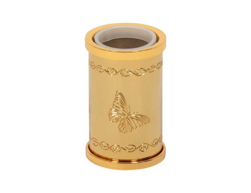 Toaletná kefa Butterfly volne stojace s poťahom 24k zlata