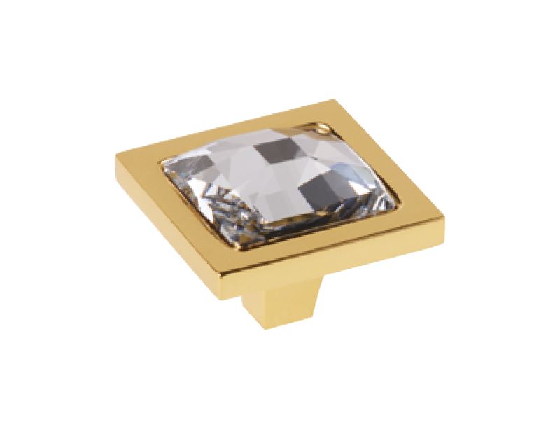 Komodová knopka Tria 50x50mm, 10x10 Swarovski s poťahom 24k zlata